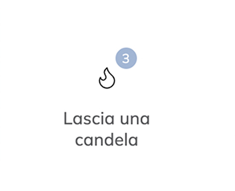 Interfaccia candele virtuali con messaggio
